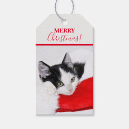 Etiqueta Para Presente Gatinho giro em Santa Hat