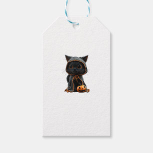 Etiqueta Para Presente Gatinho Negro no Cabo da Abóbora - Design do Dia d