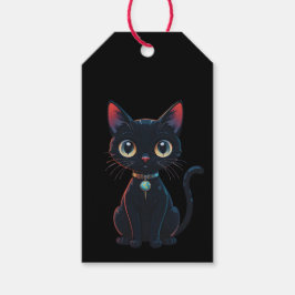 Etiqueta Para Presente Gatinho Preto Pouco Assustador