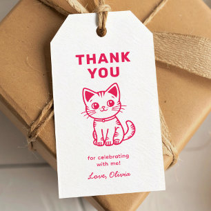 Etiqueta Para Presente Gatinho rosa obrigado