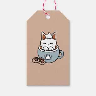 Etiqueta Para Presente Gato Adorável no Design de Férias de Mug - Gato e