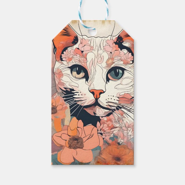Etiqueta Para Presente Gato Artístico (Frente)