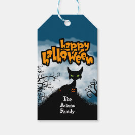Etiqueta Para Presente Gato Assombrado Feliz Halloween Personalizado