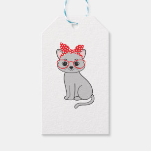 Etiqueta Para Presente Gato bonito com véu e óculos
