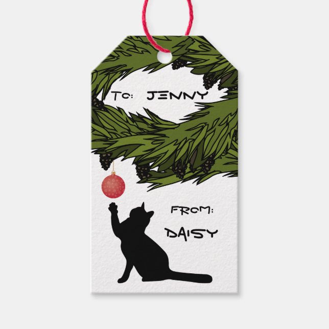 Etiqueta Para Presente Gato Bonito no Natal Mal Personalizado (Frente)