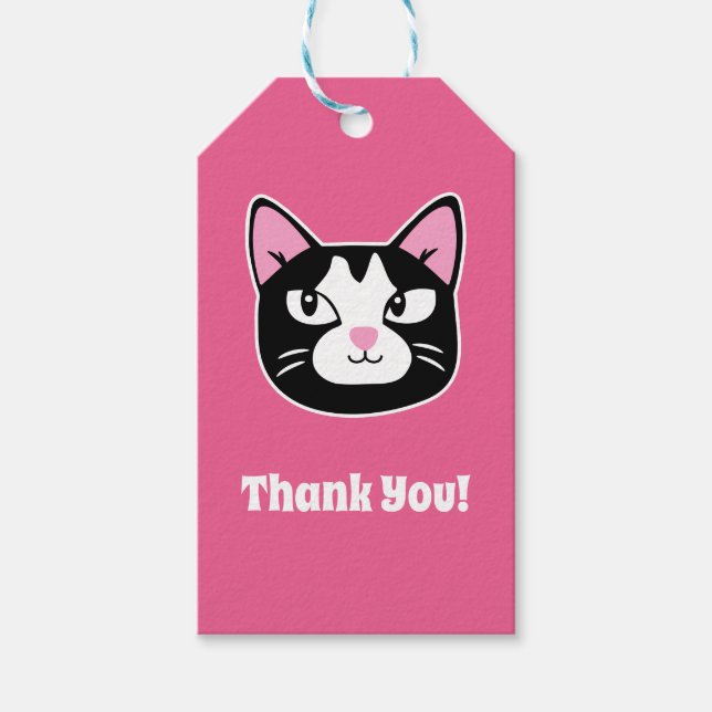 Etiqueta Para Presente Gato Bonito Obrigado (Frente)