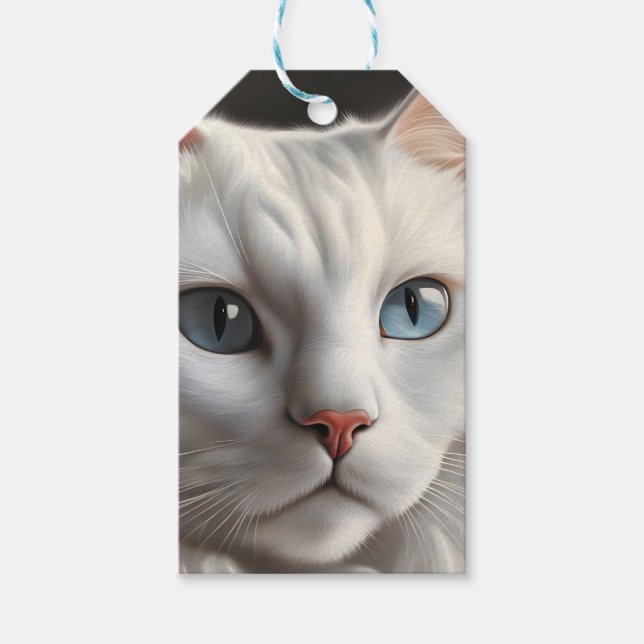 Etiqueta Para Presente Gato Branco (Frente)