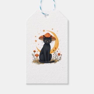 Etiqueta Para Presente Gato Chapéu de Cogumelo Cottagecore Gatinho Mulher