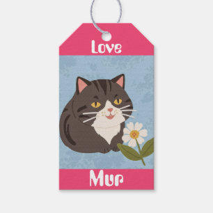 Etiqueta Para Presente Gato Cinza Fofo Personalizado com Mur e Amor