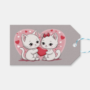Etiqueta Para Presente Gato de Cartoon Bonito abre Namorados