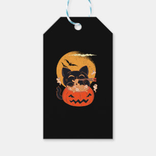 Etiqueta Para Presente Gato De Kawaii, Creme, Comendo Vermes Ramen Noodle