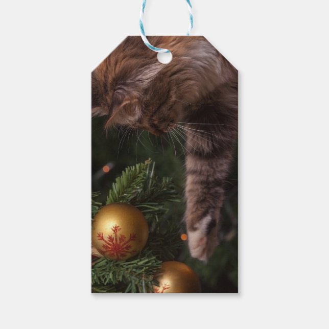 Etiqueta Para Presente Gato de Natal (Frente)