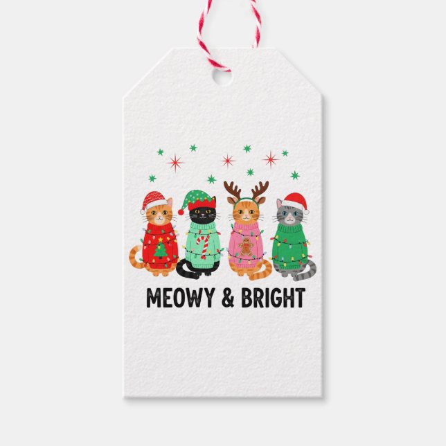 Etiqueta Para Presente Gato de Natal (Frente)