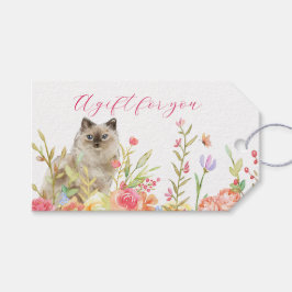 Etiqueta Para Presente Gato em uma etiqueta de presente de jardim