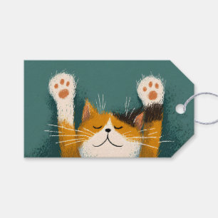 Etiqueta Para Presente Gato Engraçado Fofo Dormindo