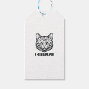 Etiqueta Para Presente Gato Engraçado Ibuprofeno Design de Gravura Vintag