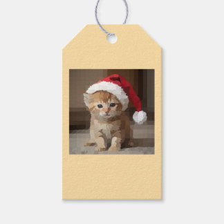 Etiqueta Para Presente Gato fofo em noite de Natal.