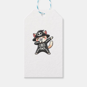 Etiqueta Para Presente Gato Halloween Skeleton Cuide Kids