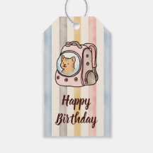 Gato Laranja em uma Mochila Listras Aquarela