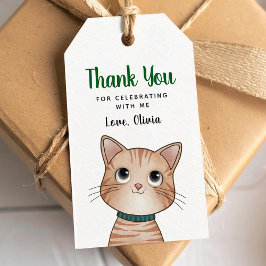 Etiqueta Para Presente Gato marrom pequeno obrigado por vir Tag de Presen