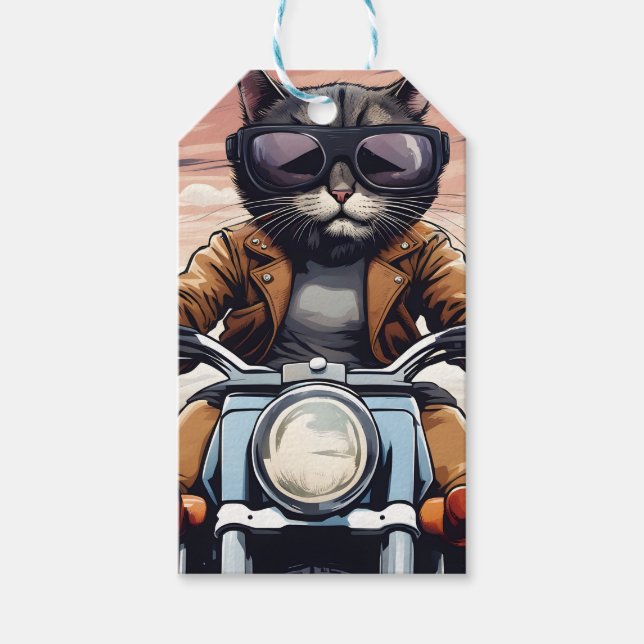 Etiqueta Para Presente Gato na moto (Frente)