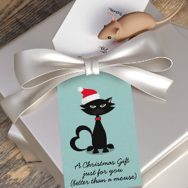 Etiqueta Para Presente Gato Negro em uma etiqueta de presente de Natal do