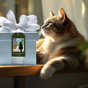 Etiqueta Para Presente Gato Negro Olhando Para A Janela