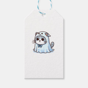Etiqueta Para Presente Gato no Fantasma para o Halloween