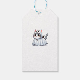 Etiqueta Para Presente Gato no Fantasma para o Halloween