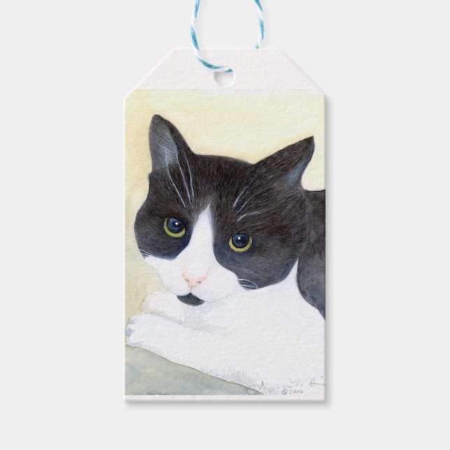 Etiqueta Para Presente Gato Preto e Branco (Frente)