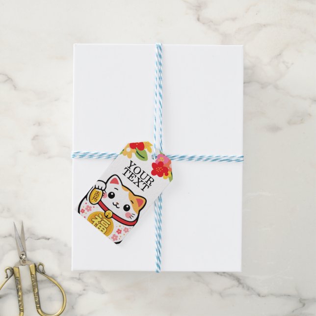 Etiqueta Para Presente gato sortudo kawaii maneki (Com cordão)