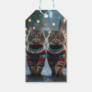 Etiqueta Para Presente Gatos Angora Turcos Natal Neve Férias