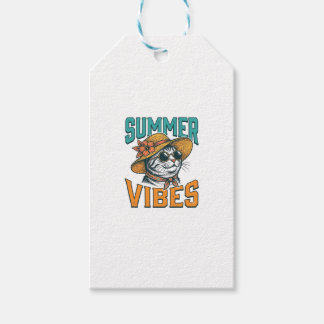 Etiqueta Para Presente Gatos de Vibrações de Verão Desenho de Gravura Vin