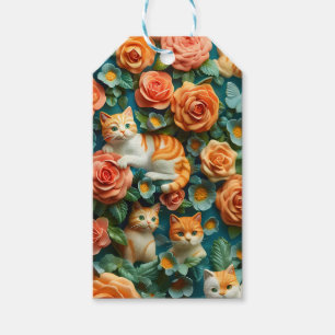Etiqueta Para Presente Gatos e flores, Design