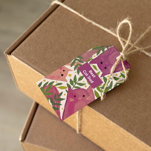 Etiqueta Para Presente Gatos e galhos Rosa Melhor pai de gatos