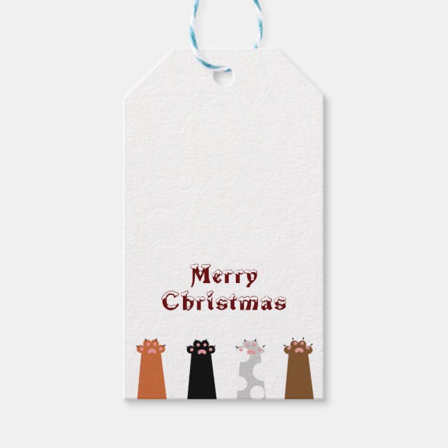 Etiqueta Para Presente gatos mãos Feliz Natal (Frente)