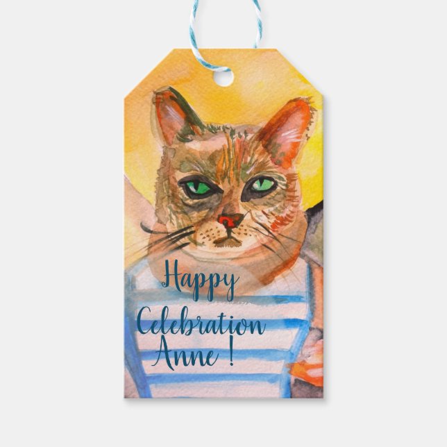 Etiqueta Para Presente Gatos Personalizados  (Frente)