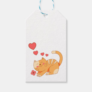 Etiqueta Para Presente Gelado Adorando Laranja Tabby Kitten