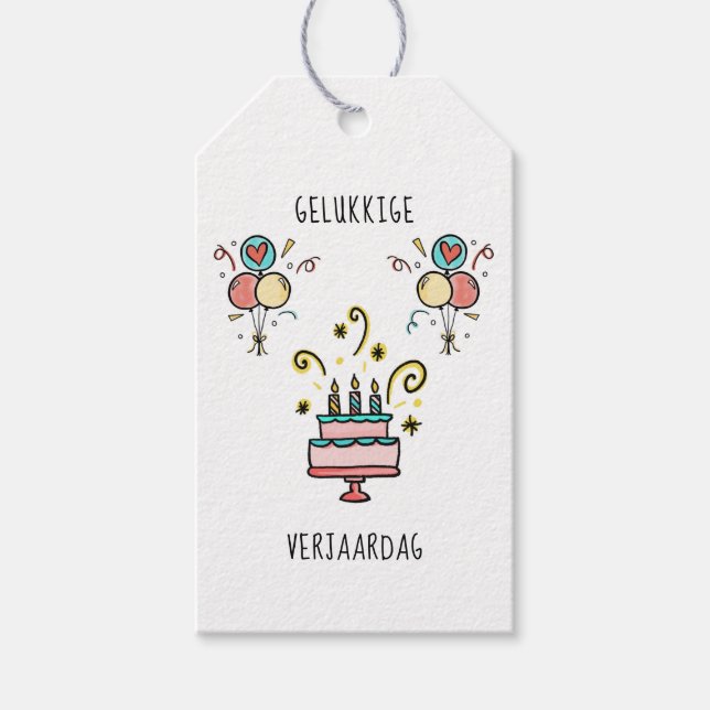 Etiqueta Para Presente Gelukkige Verjaardag | Happy Birthday (Frente)
