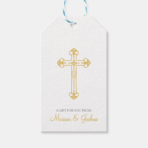 Etiqueta Para Presente gêmeos CRISTENTES ou BAPTISM gold cross favor Gif