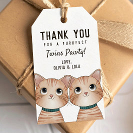 Etiqueta Para Presente Gêmeos fazem festa com dois gatinhos obrigado
