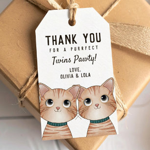Etiqueta Para Presente Gêmeos fazem festa com dois gatinhos obrigado