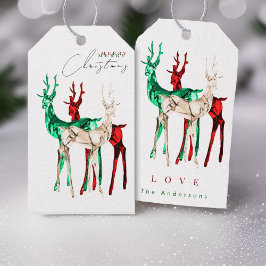 Etiqueta Para Presente Gemstone Crystal Reindeer Feliz Natal