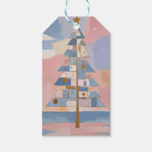 Etiqueta Para Presente Geometria de Natal Abstrata