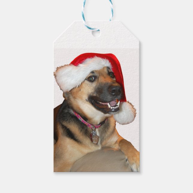 Etiqueta Para Presente German shepherd Santa Claus (Frente)