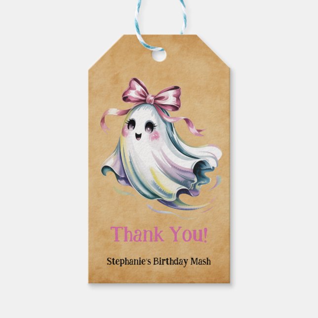 Etiqueta Para Presente Ghost Birthday Mash, Garota de Cadeias (Frente)