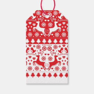 ETIQUETA PARA PRESENTE GIFT TAG SCANDINAVIAN CHRISTMAS PATTERN REINDEER