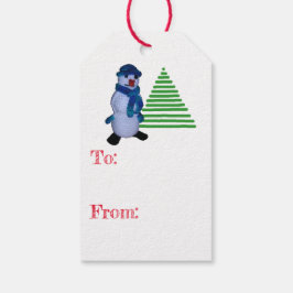 Etiqueta Para Presente Gift Tag - Snowman and Tree