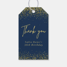 Etiqueta Para Presente Gift Tags Elegant Navy Blue and Gold Glitter