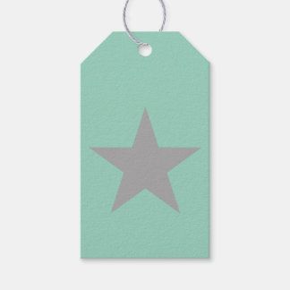 Etiqueta Para Presente Gift Tags - Teal Background Grey Star